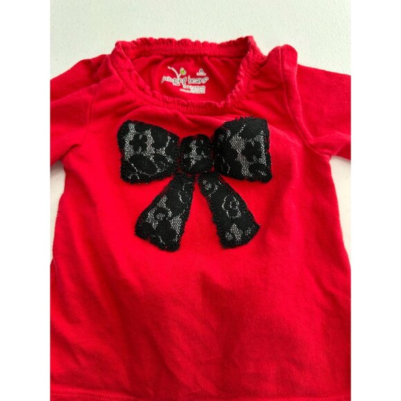 Carters Baby Girls 4-Piece Outfit Set Red Dress Bow Top White Vest Pants 6M - Picture 11 of 16